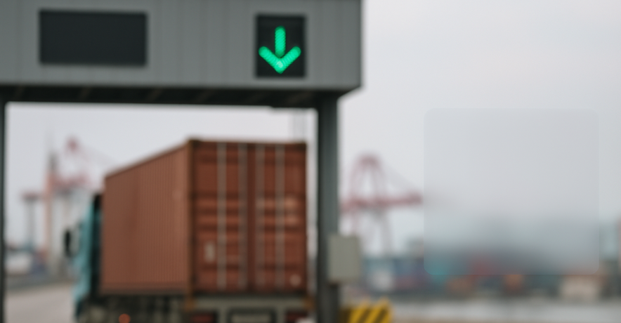 Container truck entering a terminal for RFID Electronic Seal verification